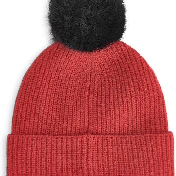 Women's Beanie Ribbed Pom Fur Hat with Sunglasses Pin Cold Weather Casual - Picture 2 of 3